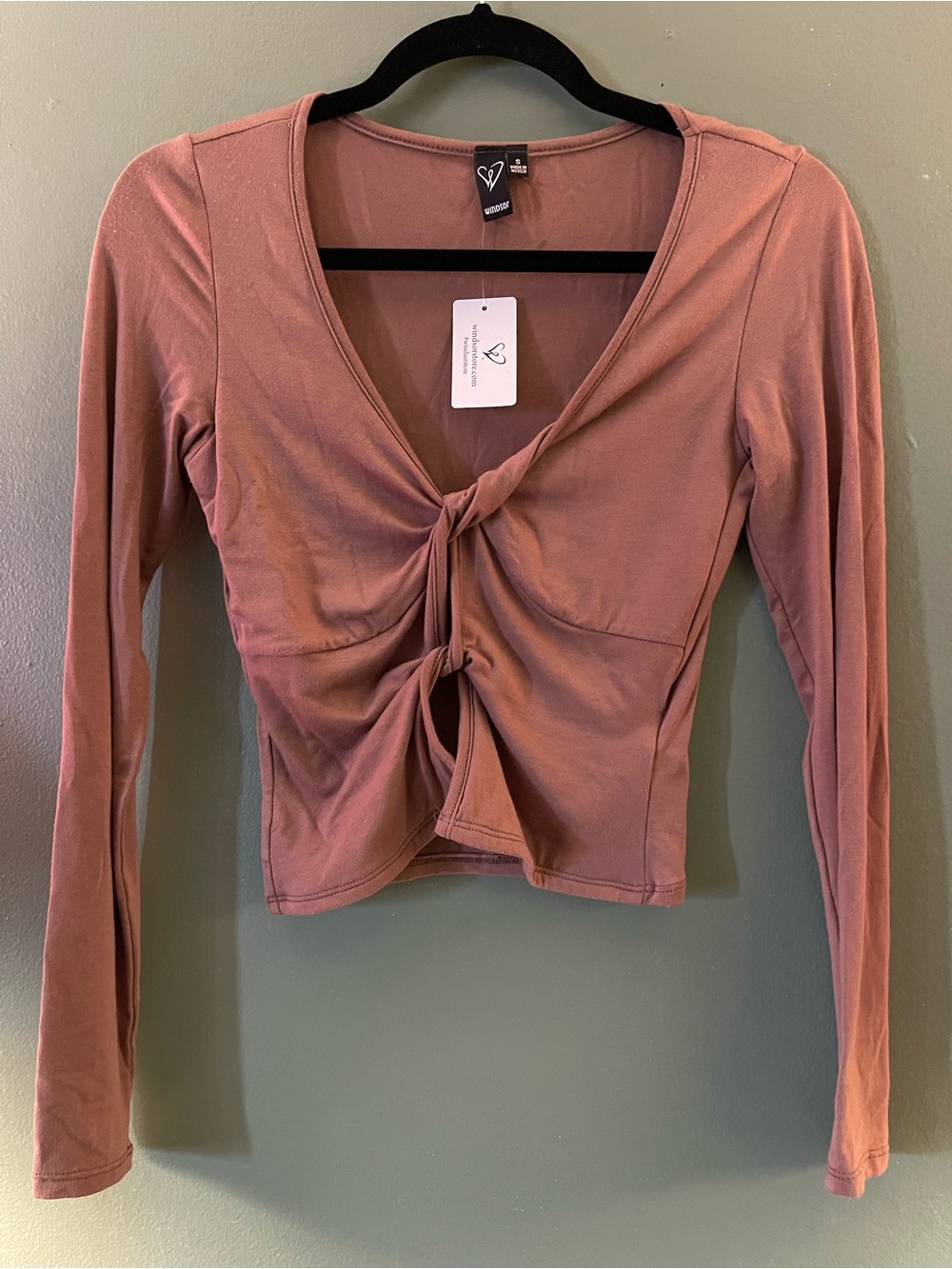 Windsor Mauve Twist-Front Long Sleeve Top